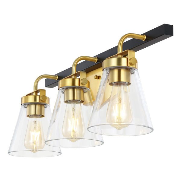 Safavieh RAYNEY, 3-Light Wall Sconce for Elegant Ambient Illumination in Iron and Glass – Perfect Accent Fixture Brass / Black SCN4118A