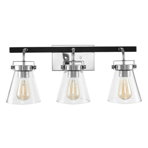 Safavieh RAYNEY, 3-Light Wall Sconce for Elegant Ambient Illumination in Iron and Glass – Perfect Accent Fixture Chrome / Black SCN4118B