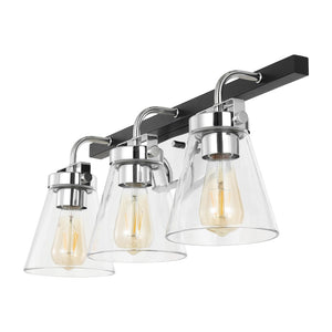 Safavieh RAYNEY, 3-Light Wall Sconce for Elegant Ambient Illumination in Iron and Glass – Perfect Accent Fixture Chrome / Black SCN4118B