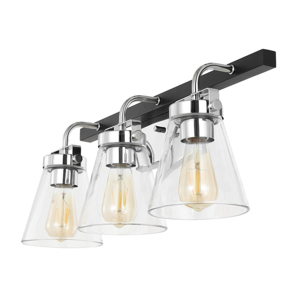 Safavieh RAYNEY, 3-Light Wall Sconce for Elegant Ambient Illumination in Iron and Glass – Perfect Accent Fixture Chrome / Black SCN4118B