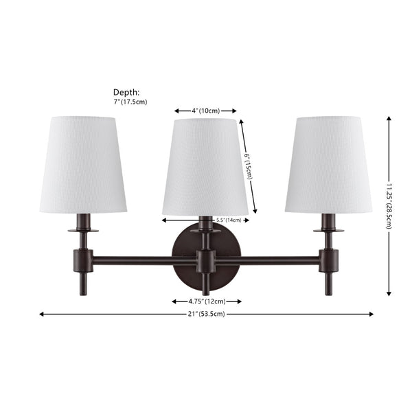 Safavieh Davielle, 3 Light, 21 Inch, Black, Iron Wall Sconce Orb SCN4120A