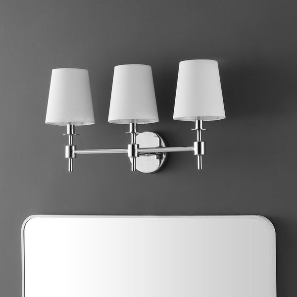 Safavieh Davielle, 3 Light, 21 Inch, Chrome, Iron Wall Sconce X23 Chrome 7" x 21" x 11.25"