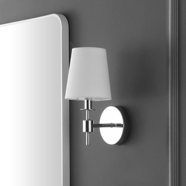 Safavieh DALANY, Elegant Iron Wall Sconce Set of 2 - Minimalist Design for Warm Illumination in Any Space Chrome SCN4121C-SET2