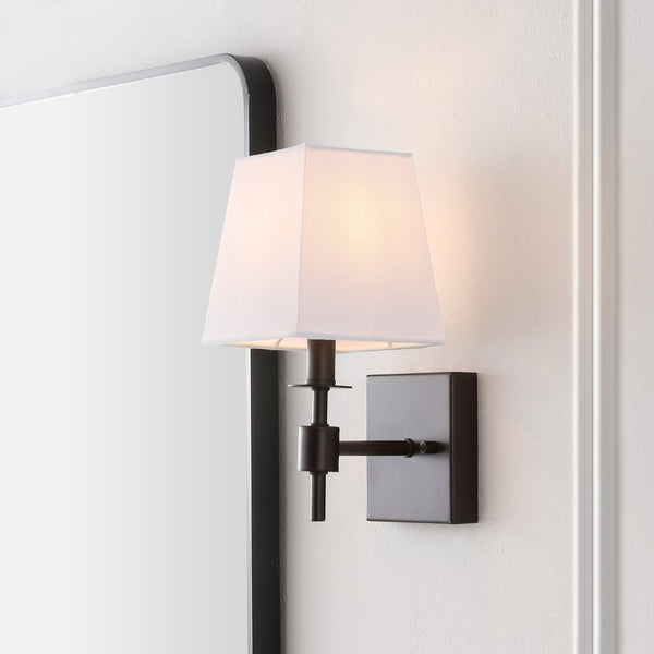 Safavieh CLAUREN, Elegant Black Iron Wall Sconce Set of 2 for Stylish Home Lighting and Ambiance Oil Rub Bronze SCN4122A-SET2