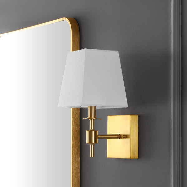 Safavieh Clauren, 7.25 Inch, Brass, Iron Wall Sconce Set Of 2 X23 Brass Gold 7.25" x 5.5" x 11.25"