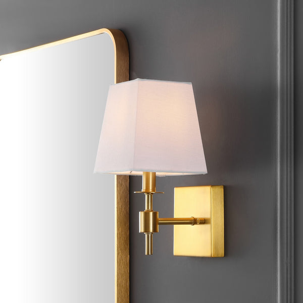 Safavieh Clauren, 7.25 Inch, Brass, Iron Wall Sconce Set Of 2 X23 Brass Gold 7.25" x 5.5" x 11.25"