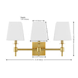 Safavieh Clelia, 3 Light, 21.25 Inch, Brass, Iron Wall Sconce X23 Brass Gold 7.25" x 21.25" x 11.25"