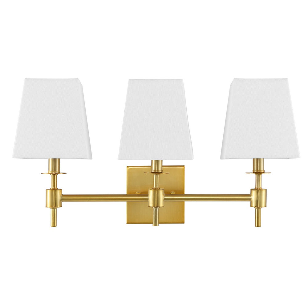 Safavieh Clelia, 3 Light, 21.25 Inch, Brass, Iron Wall Sconce X23 Brass Gold 7.25" x 21.25" x 11.25"