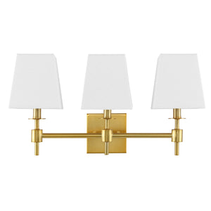 Safavieh Clelia, 3 Light, 21.25 Inch, Brass, Iron Wall Sconce X23 Brass Gold 7.25" x 21.25" x 11.25"