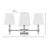 Safavieh Clelia, 3 Light, 21.25 Inch, Chrome, Iron Wall Sconce X23 Chrome 7.25" x 21.25" x 11.25"