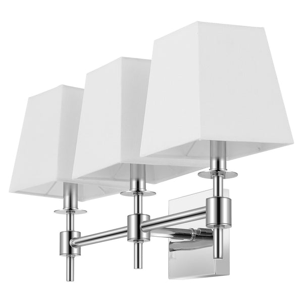 Safavieh Clelia, 3 Light, 21.25 Inch, Chrome, Iron Wall Sconce X23 Chrome 7.25" x 21.25" x 11.25"