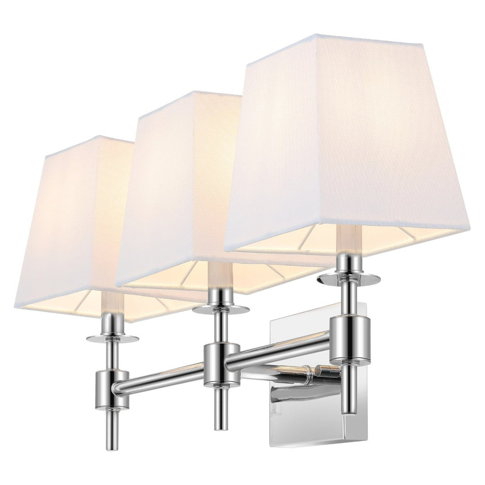 Safavieh CLELIA, 3-Light Wall Sconce for Contemporary Spaces - Elegant Matte Iron Fixture with Warm Ambiance Chrome SCN4123C