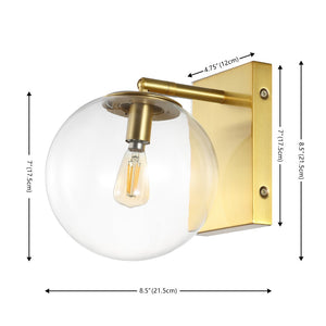 Safavieh SEOUL, Set of 2 Contemporary Iron and Glass Wall Sconces for Stylish Home Illumination Upgrade Gold SCN4124A-SET2