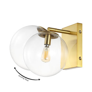 Safavieh SEOUL, Set of 2 Contemporary Iron and Glass Wall Sconces for Stylish Home Illumination Upgrade Gold SCN4124A-SET2
