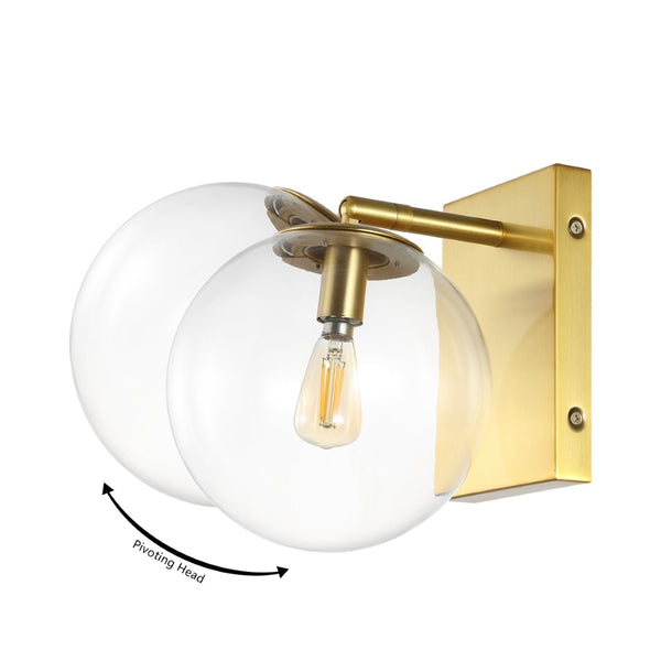 Safavieh SEOUL, Set of 2 Contemporary Iron and Glass Wall Sconces for Stylish Home Illumination Upgrade Gold SCN4124A-SET2