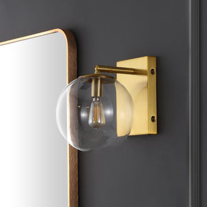 Safavieh SEOUL, Set of 2 Contemporary Iron and Glass Wall Sconces for Stylish Home Illumination Upgrade Gold SCN4124A-SET2
