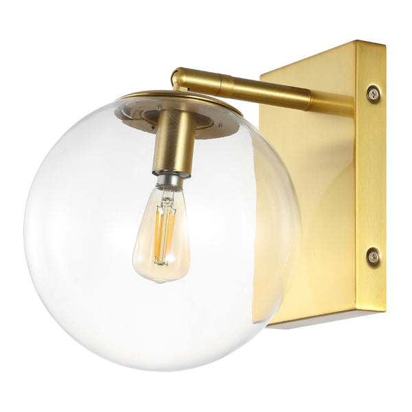 Safavieh SEOUL, Set of 2 Contemporary Iron and Glass Wall Sconces for Stylish Home Illumination Upgrade Gold SCN4124A-SET2