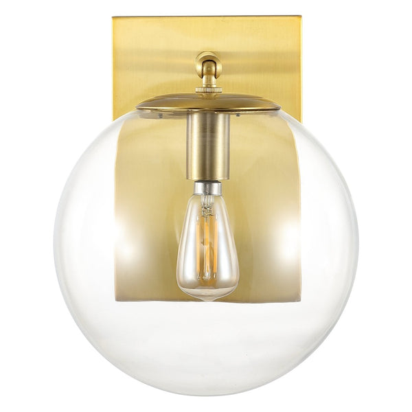 Safavieh SEOUL, Set of 2 Contemporary Iron and Glass Wall Sconces for Stylish Home Illumination Upgrade Gold SCN4124A-SET2