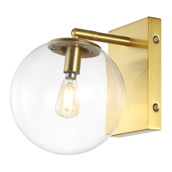 Safavieh SEOUL, Set of 2 Contemporary Iron and Glass Wall Sconces for Stylish Home Illumination Upgrade Gold SCN4124A-SET2