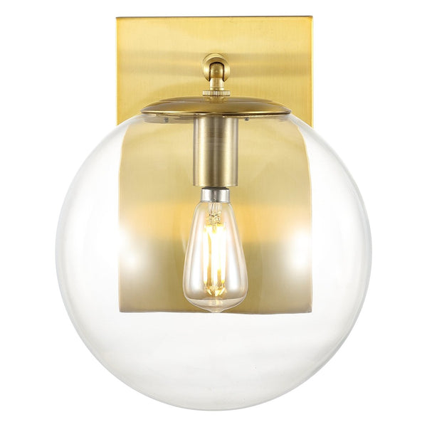 Safavieh SEOUL, Set of 2 Contemporary Iron and Glass Wall Sconces for Stylish Home Illumination Upgrade Gold SCN4124A-SET2