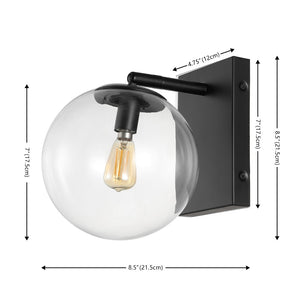 Safavieh SEOUL, Set of 2 Contemporary Iron and Glass Wall Sconces for Stylish Home Illumination Upgrade Black SCN4124B-SET2