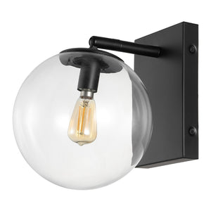 Safavieh SEOUL, Set of 2 Contemporary Iron and Glass Wall Sconces for Stylish Home Illumination Upgrade Black SCN4124B-SET2