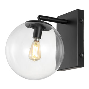 Safavieh SEOUL, Set of 2 Contemporary Iron and Glass Wall Sconces for Stylish Home Illumination Upgrade Black SCN4124B-SET2