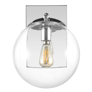 Safavieh SEOUL, Set of 2 Contemporary Iron and Glass Wall Sconces for Stylish Home Illumination Upgrade Chrome SCN4124C-SET2