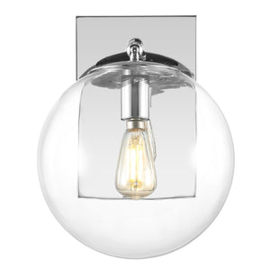 Safavieh SEOUL, Set of 2 Contemporary Iron and Glass Wall Sconces for Stylish Home Illumination Upgrade Chrome SCN4124C-SET2