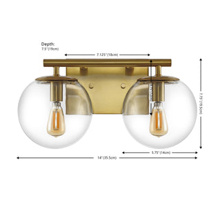 Safavieh Severa, 2 Light, 13.5 Inch, Brass, Iron/Glass Wall Sconce Brass Gold SCN4125A