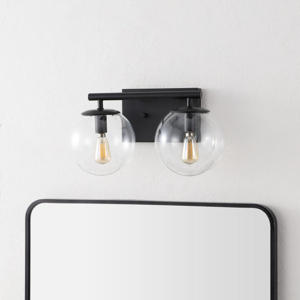 Safavieh Severa, 2 Light, 13.5 Inch, Brass, Iron/Glass Wall Sconce Black SCN4125B