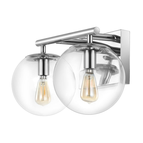 Safavieh Severa, 2 Light, 13.5 Inch, Brass, Iron/Glass Wall Sconce Chrome SCN4125C