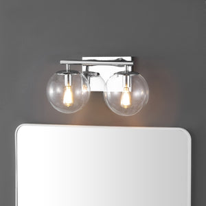 Safavieh Severa, 2 Light, 13.5 Inch, Brass, Iron/Glass Wall Sconce Chrome SCN4125C