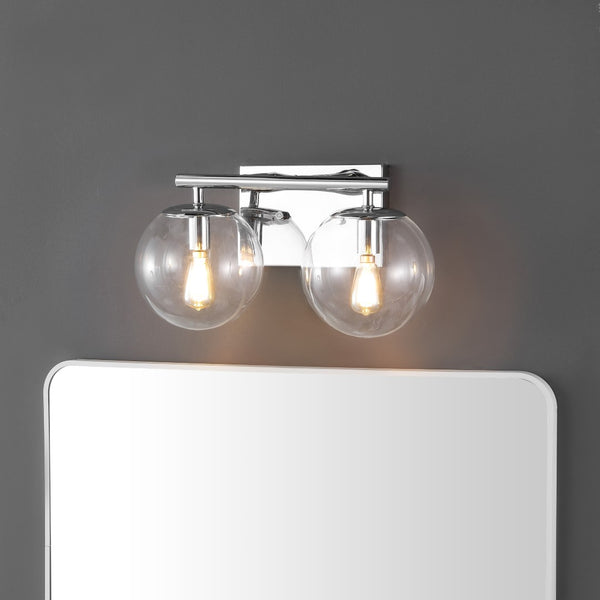 Safavieh Severa, 2 Light, 13.5 Inch, Brass, Iron/Glass Wall Sconce Chrome SCN4125C