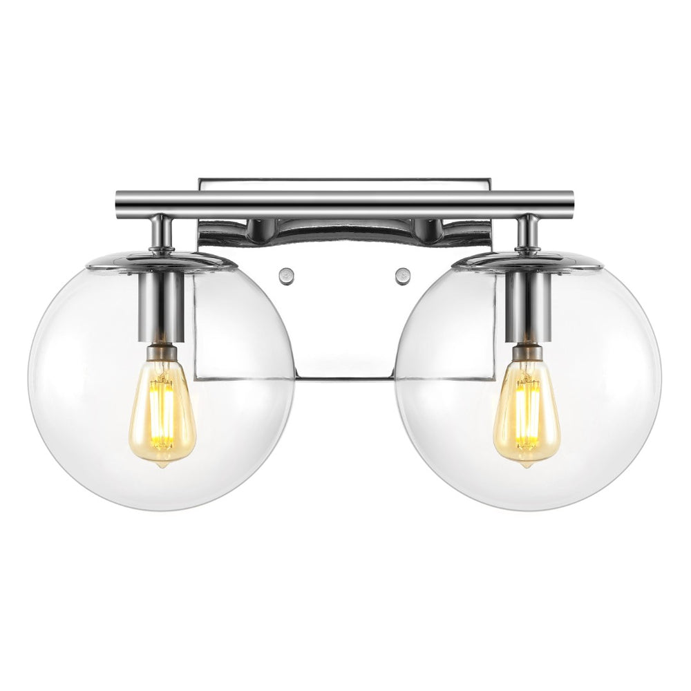 Safavieh SEVERA, Modern 2-Light Wall Sconce with Clear Glass Accents for Stylish Home Illumination Design Chrome SCN4125C