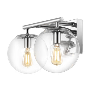 Safavieh Severa, 2 Light, 13.5 Inch, Brass, Iron/Glass Wall Sconce Chrome SCN4125C