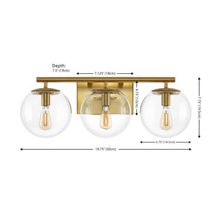 Safavieh Charlene, 3 Light, 19 Inch, Brass, Iron/Glass Wall Sconce Brass Gold SCN4126A