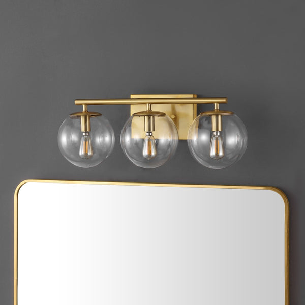 Safavieh Charlene, 3 Light, 19 Inch, Brass, Iron/Glass Wall Sconce Brass Gold SCN4126A