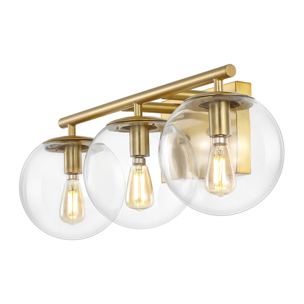 Safavieh Charlene, 3 Light, 19 Inch, Brass, Iron/Glass Wall Sconce Brass Gold SCN4126A