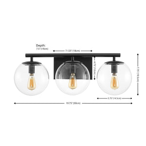 Safavieh Charlene, 3 Light, 19 Inch, Black, Iron/Glass Wall Sconce Black SCN4126B