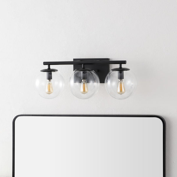 Safavieh Charlene, 3 Light, 19 Inch, Black, Iron/Glass Wall Sconce Black SCN4126B