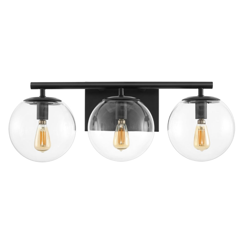 Safavieh Charlene, 3 Light, 19 Inch, Black, Iron/Glass Wall Sconce Black SCN4126B