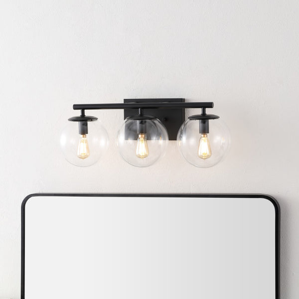 Safavieh Charlene, 3 Light, 19 Inch, Black, Iron/Glass Wall Sconce Black SCN4126B