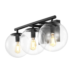 Safavieh Charlene, 3 Light, 19 Inch, Black, Iron/Glass Wall Sconce Black SCN4126B