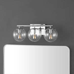 Safavieh Charlene, 3 Light, 19 Inch, Chrome, Iron/Glass Wall Sconce Chrome SCN4126C