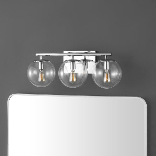 Safavieh Charlene, 3 Light, 19 Inch, Chrome, Iron/Glass Wall Sconce Chrome SCN4126C