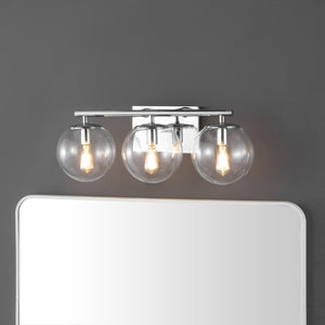 Safavieh Charlene, 3 Light, 19 Inch, Chrome, Iron/Glass Wall Sconce Chrome SCN4126C