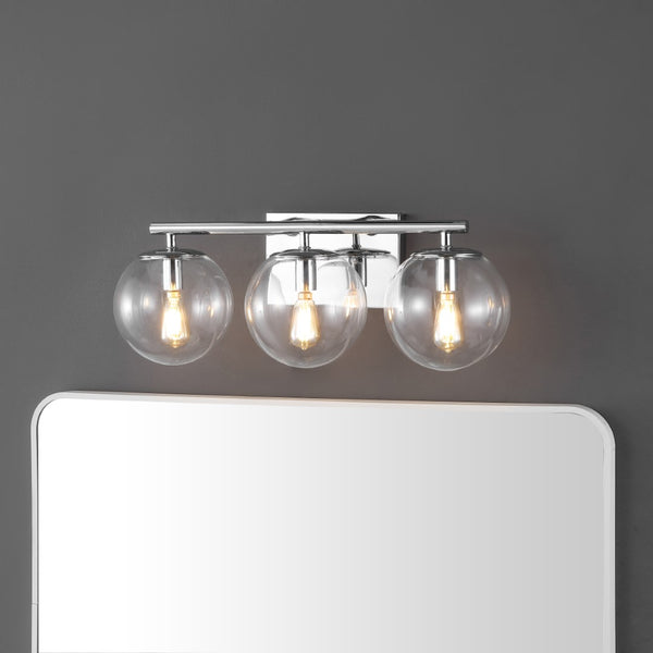 Safavieh Charlene, 3 Light, 19 Inch, Chrome, Iron/Glass Wall Sconce Chrome SCN4126C