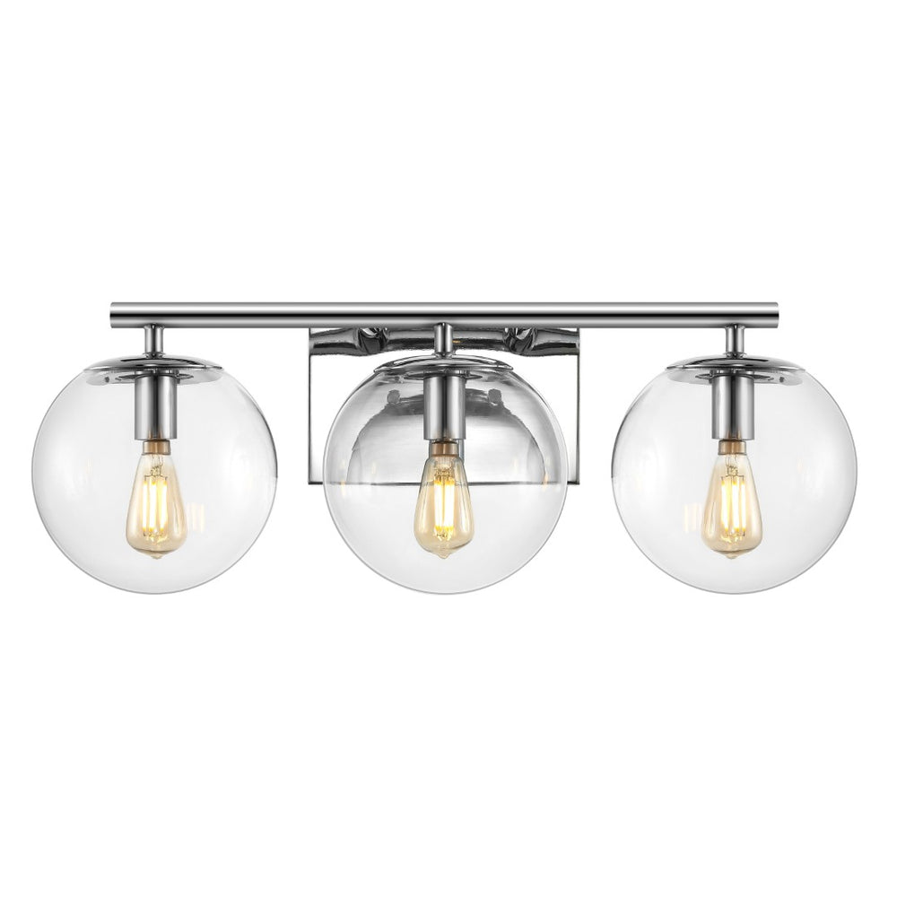 Safavieh CHARLENE, Elegant Three-Light Wall Sconce for Modern Spaces – Durable Iron and Glass Design Chrome SCN4126C