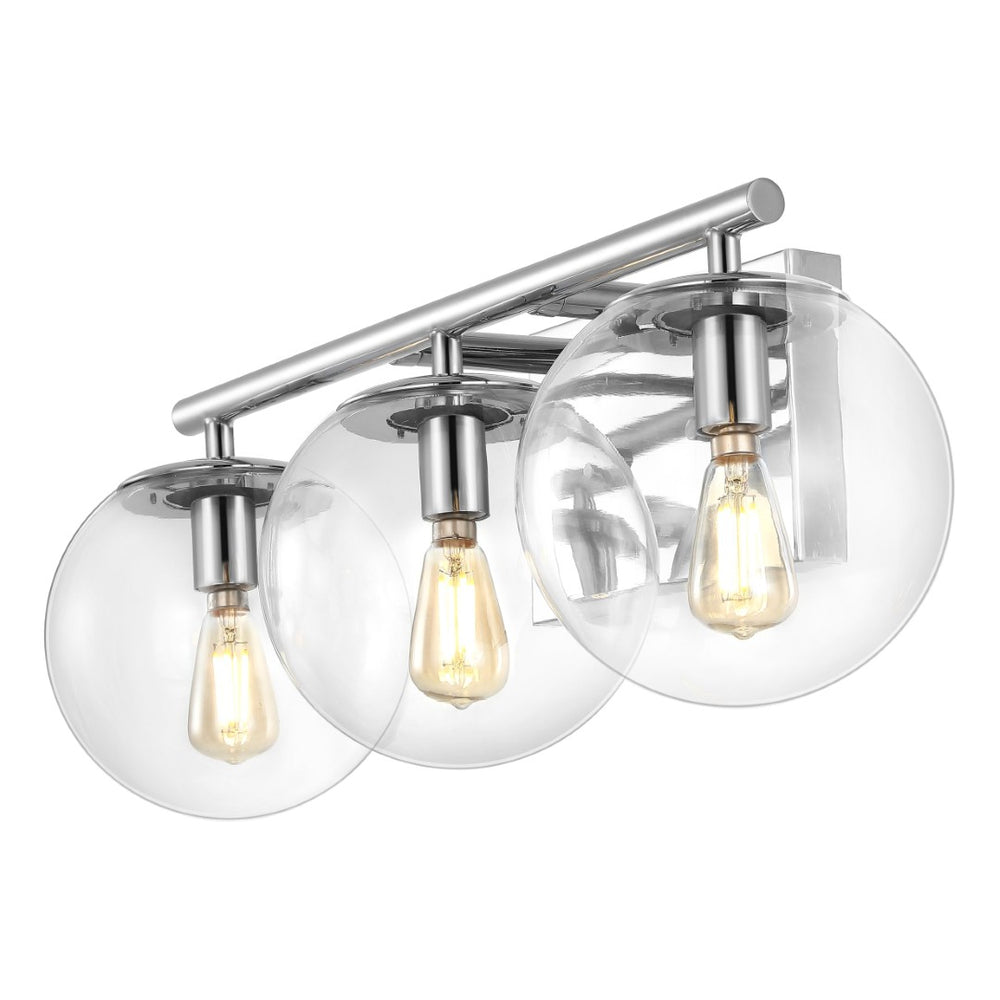 Safavieh CHARLENE, Elegant Three-Light Wall Sconce for Modern Spaces – Durable Iron and Glass Design Chrome SCN4126C
